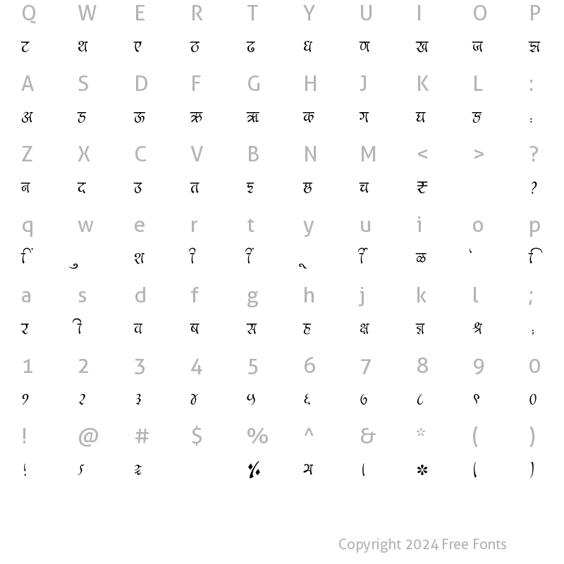 Character Map of SHREE-DEV7-2422 Regular