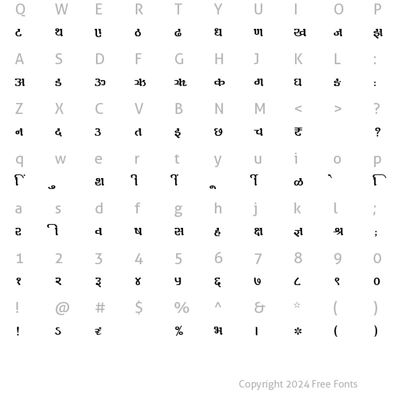 Character Map of SHREE-DEV7-2424 Regular