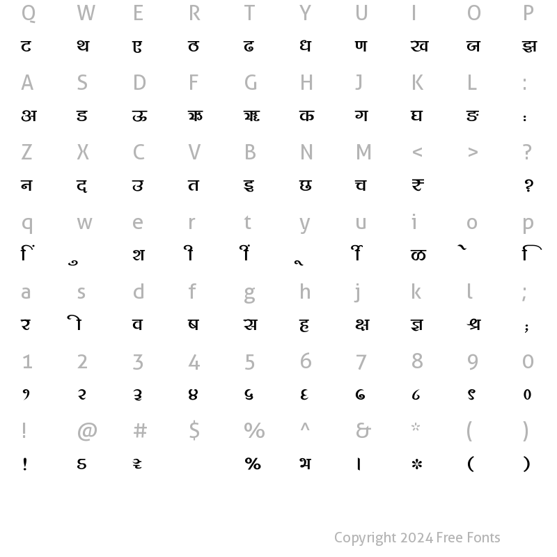 Character Map of SHREE-DEV7-2426 Regular