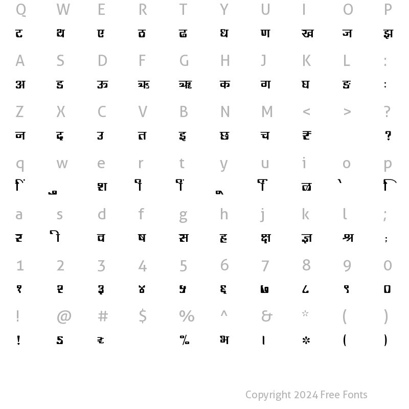 Character Map of SHREE-DEV7-2427 Regular