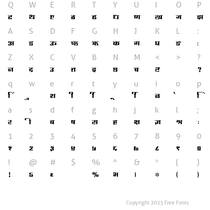 Character Map of SHREE-DEV7-2428 Regular