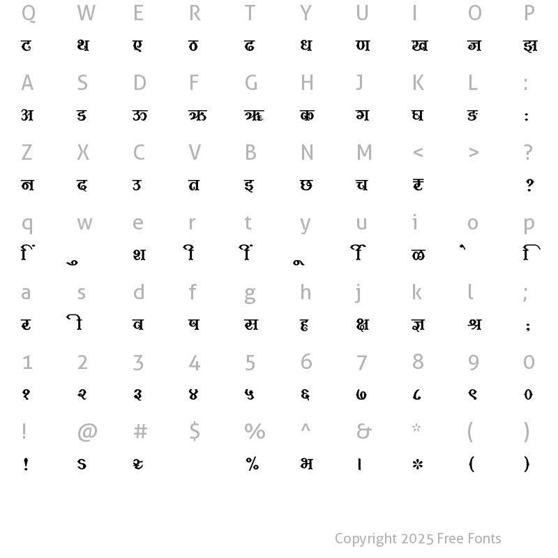 Character Map of SHREE-DEV7-2430 Regular