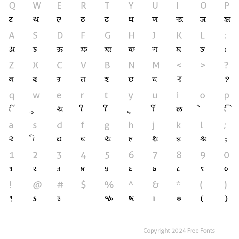 Character Map of SHREE-DEV7-2431 Regular