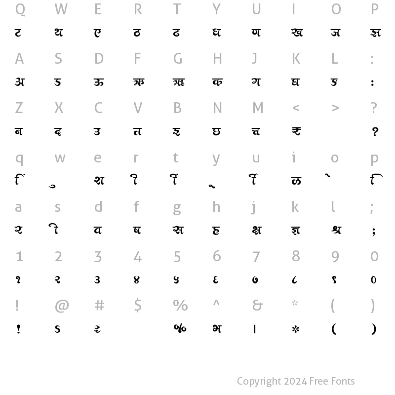 Character Map of SHREE-DEV7-2432 Regular