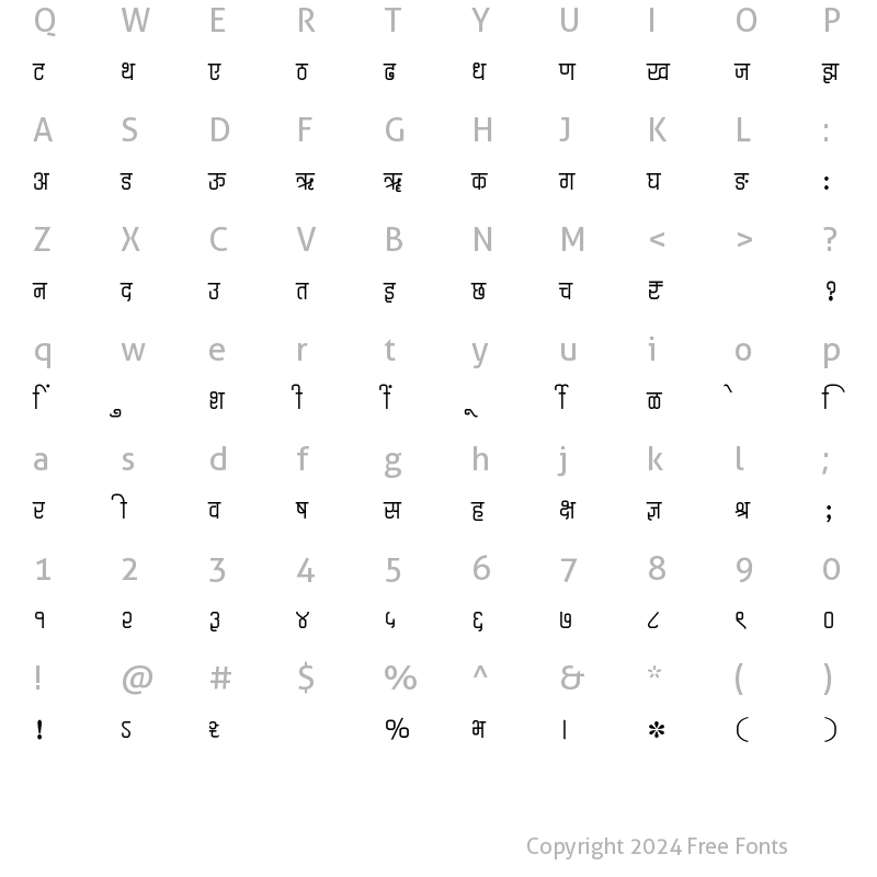 Character Map of SHREE-DEV7-2434 Regular