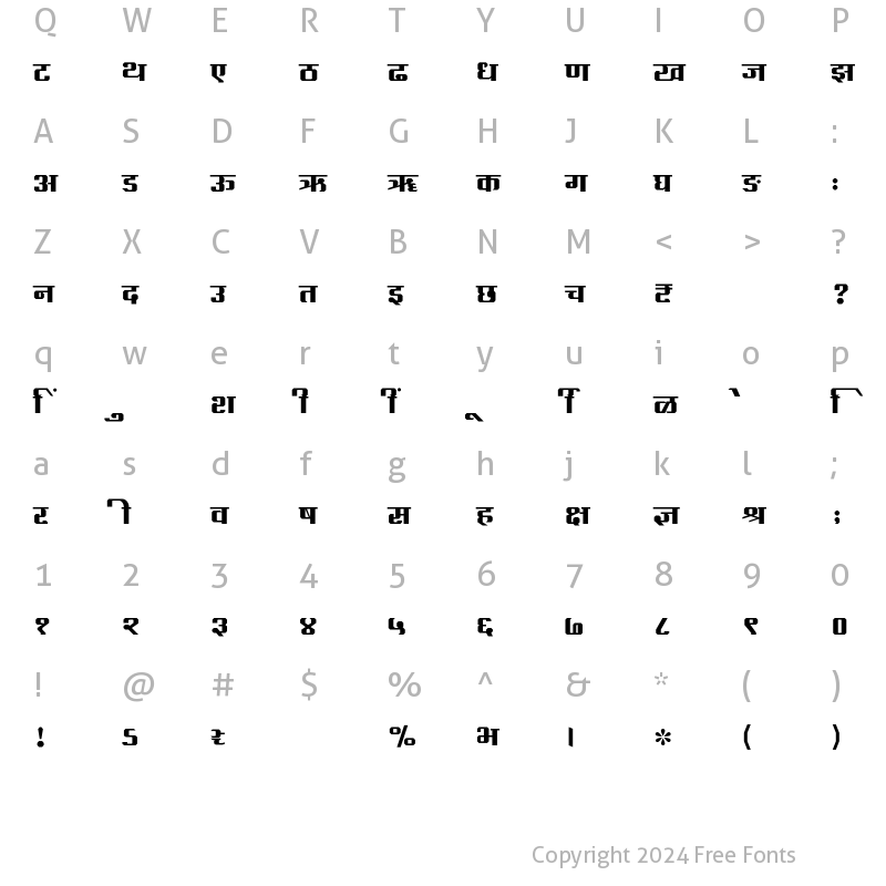 Character Map of SHREE-DEV7-2435 Regular