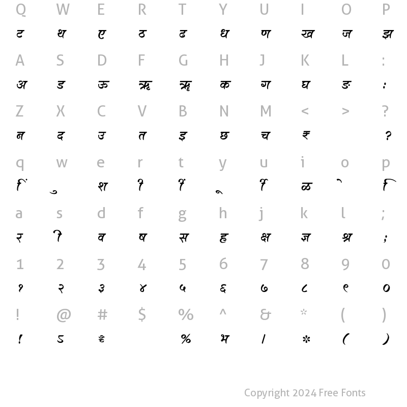 Character Map of SHREE-DEV7-2436 Regular