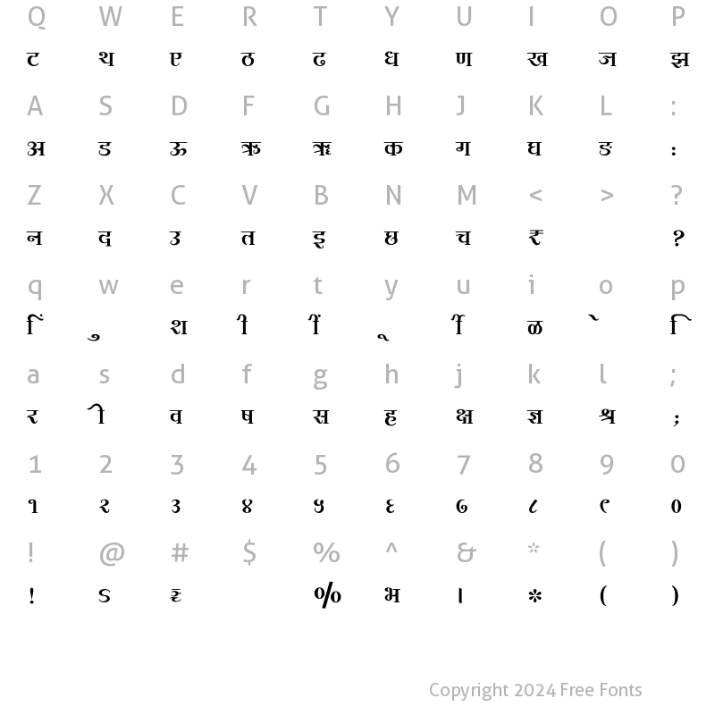 Character Map of SHREE-DEV7-2437 Regular