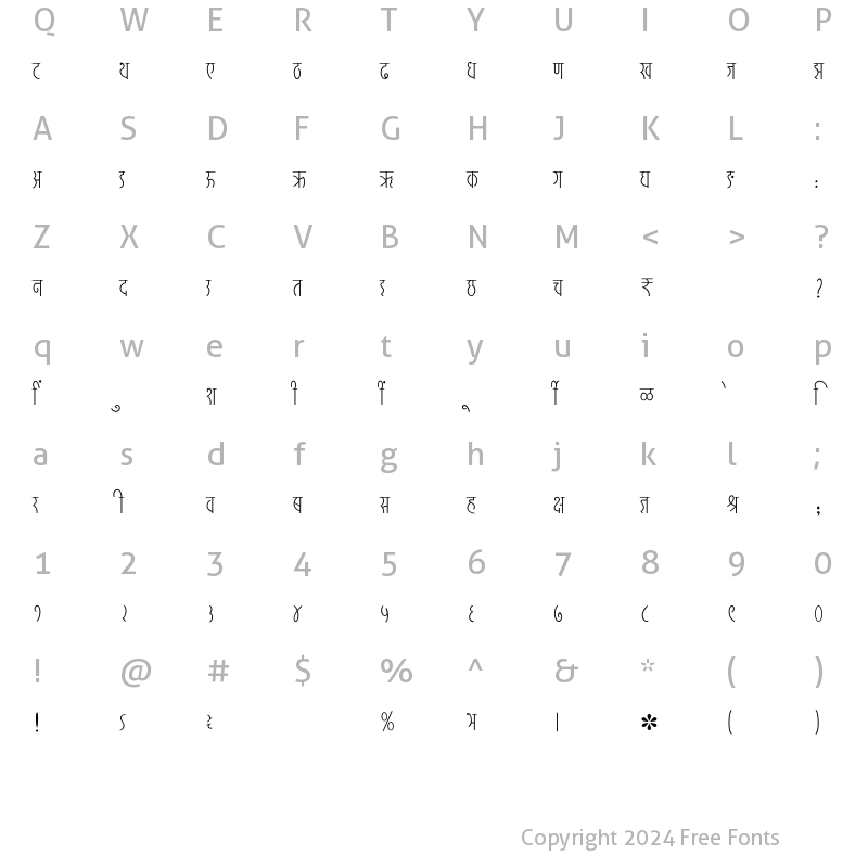 Character Map of SHREE-DEV7-2438 Regular