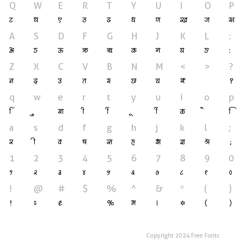 Character Map of SHREE-DEV7-2442 Regular