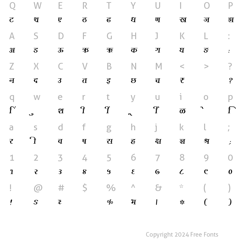 Character Map of SHREE-DEV7-2443 Regular