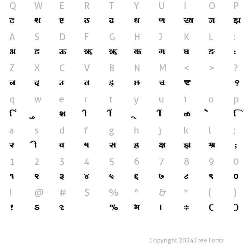 Character Map of SHREE-DEV7-2445 Regular