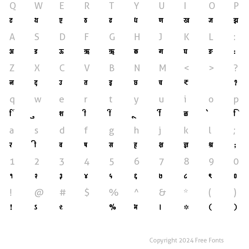 Character Map of SHREE-DEV7-2447 Regular