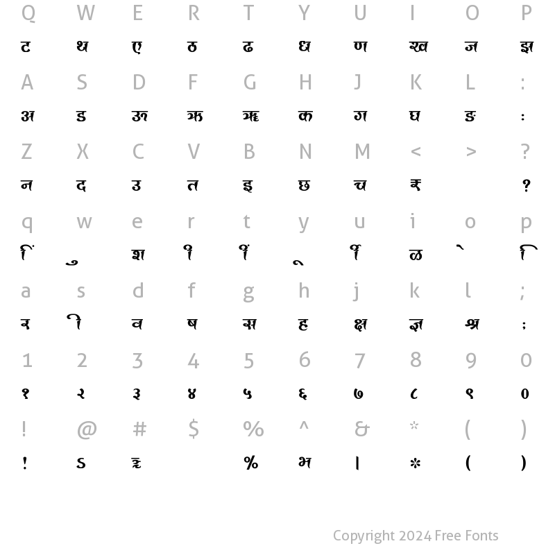 Character Map of SHREE-DEV7-2457 Regular