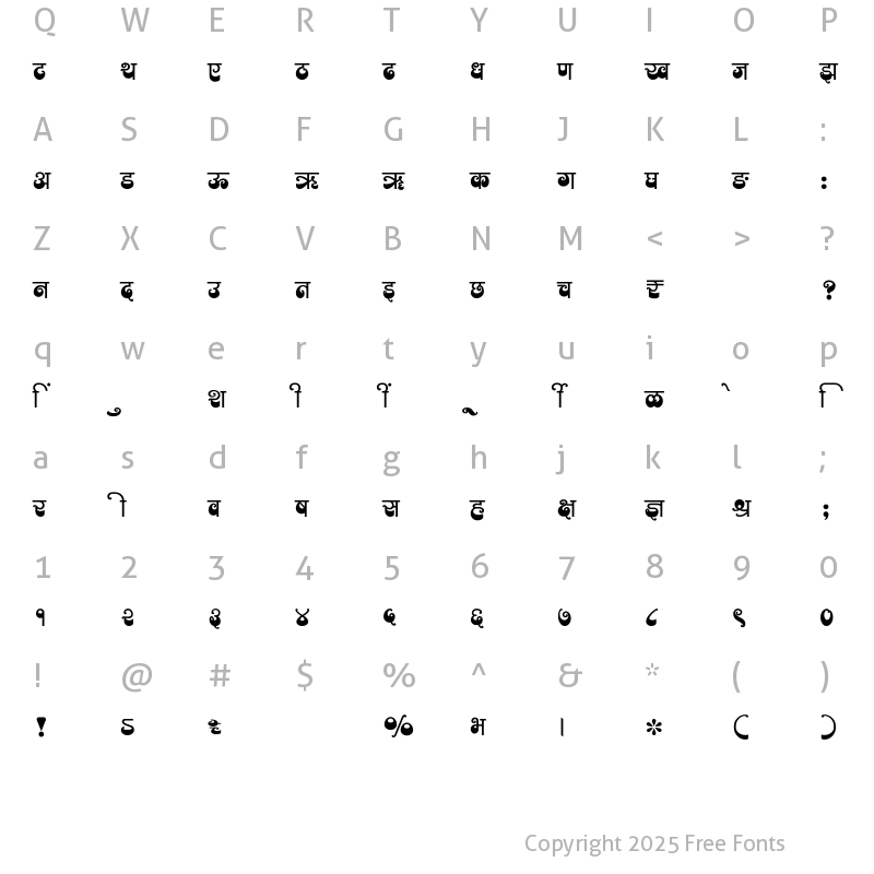 Character Map of SHREE-DEV7-2459 Regular