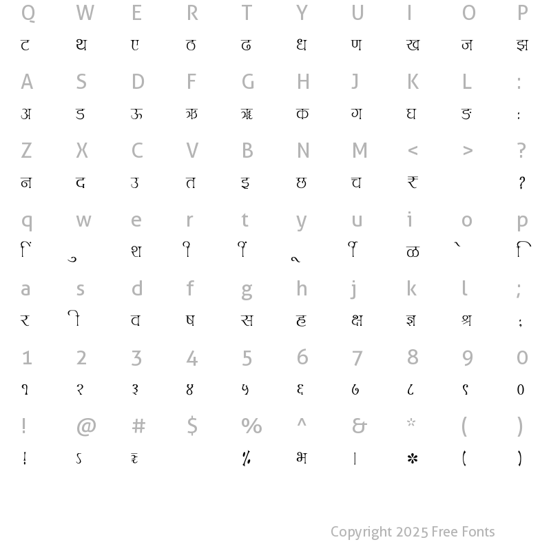 Character Map of SHREE-DEV7-2465 Regular