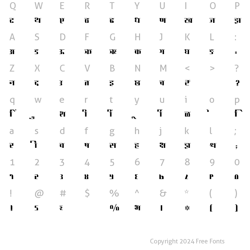 Character Map of SHREE-DEV7-2468 Regular