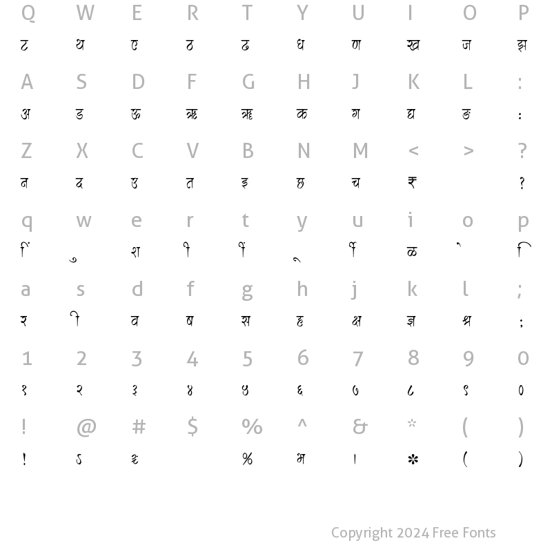 Character Map of SHREE-DEV7-2471 Regular