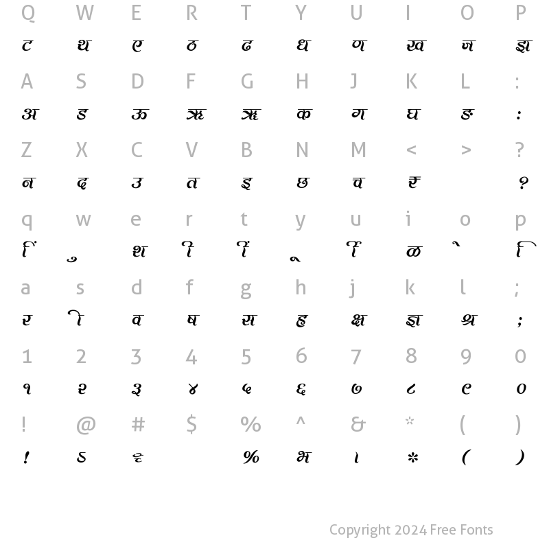 Character Map of SHREE-DEV7-2473 Regular