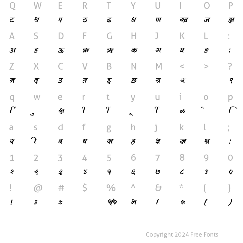 Character Map of SHREE-DEV7-2474 Regular