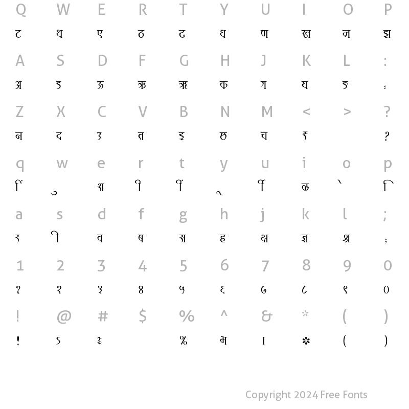 Character Map of SHREE-DEV7-2478 Regular