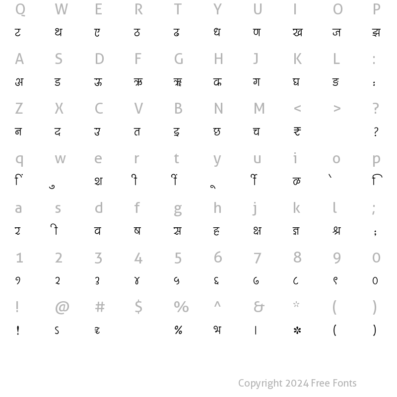 Character Map of SHREE-DEV7-2481 Regular