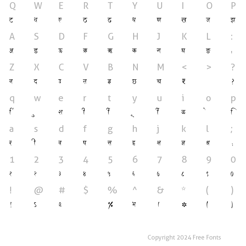 Character Map of SHREE-DEV7-2482 Regular