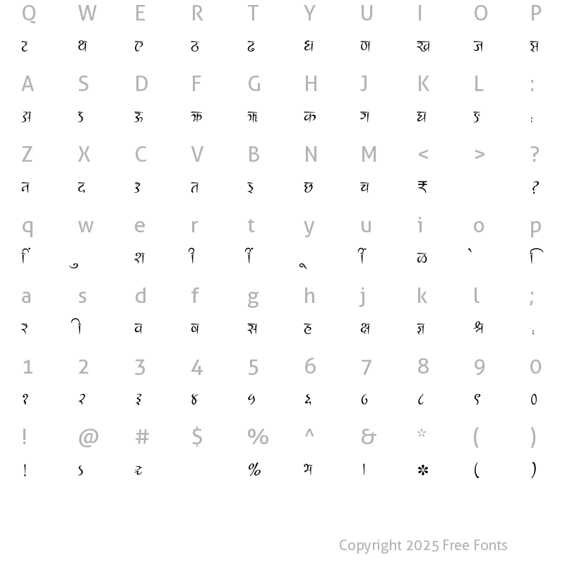 Character Map of SHREE-DEV7-2486 Regular