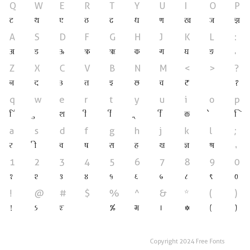 Character Map of SHREE-DEV7-2487 Regular