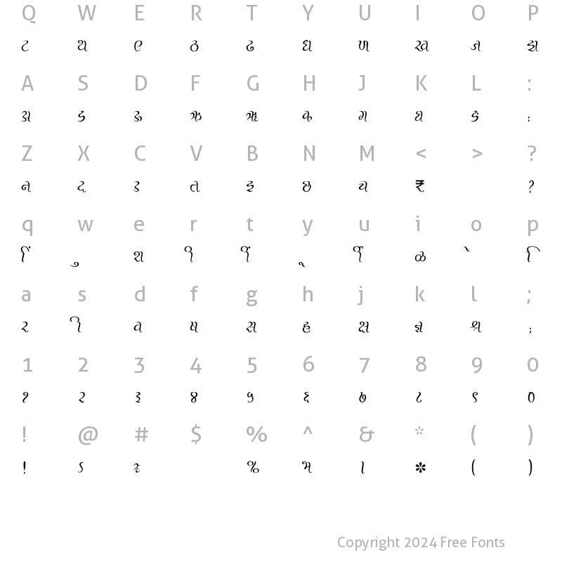 Character Map of SHREE-DEV7-2489 Regular