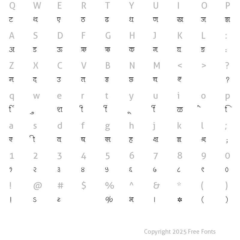 Character Map of SHREE-DEV7-2490 Regular