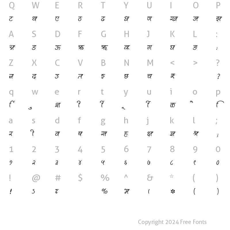 Character Map of SHREE-DEV7-2499 Regular