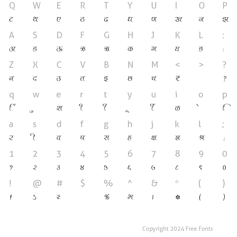 Character Map of SHREE-DEV7-3502 Regular