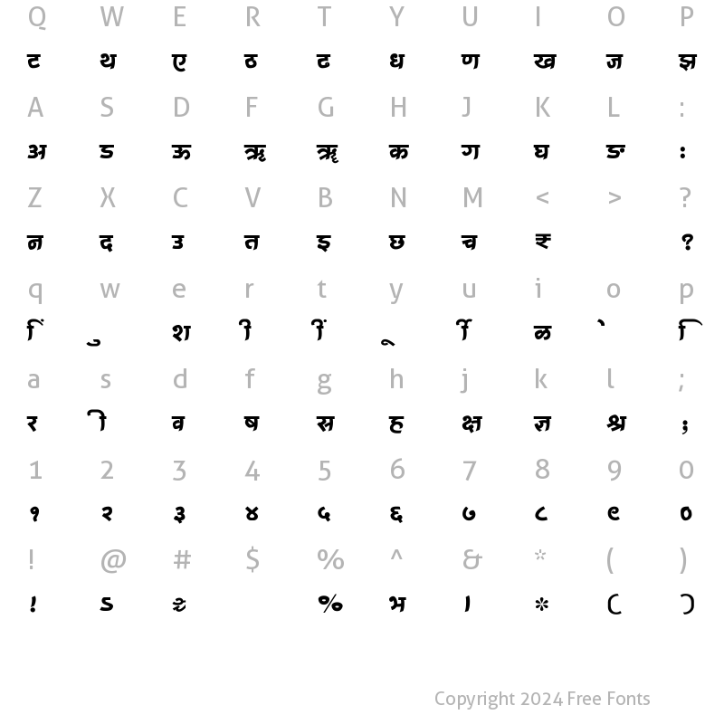 Character Map of SHREE-DEV7-3504 Regular