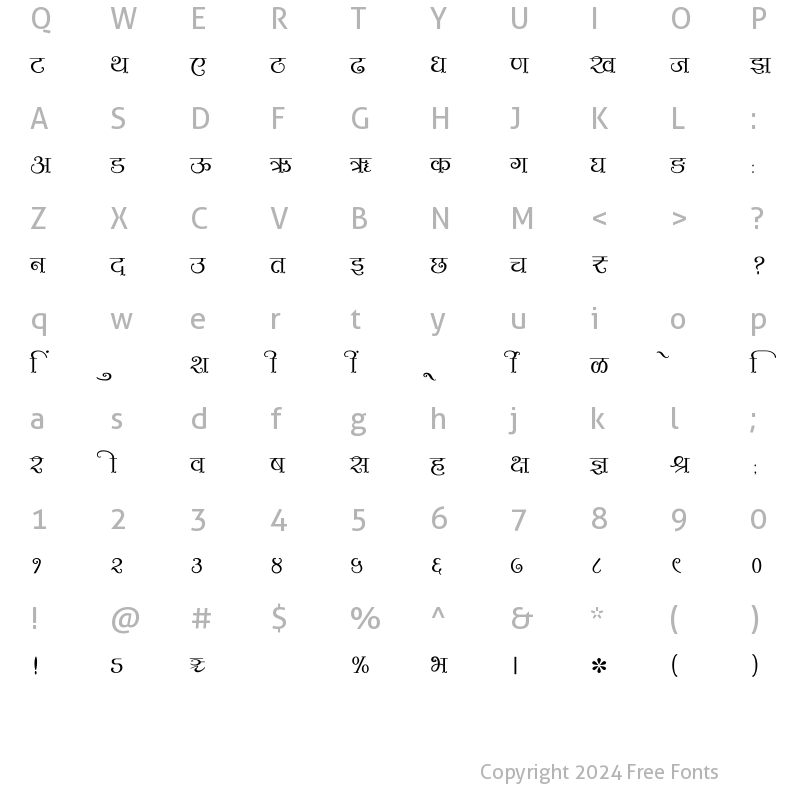 Character Map of SHREE-DEV7-3505 Regular