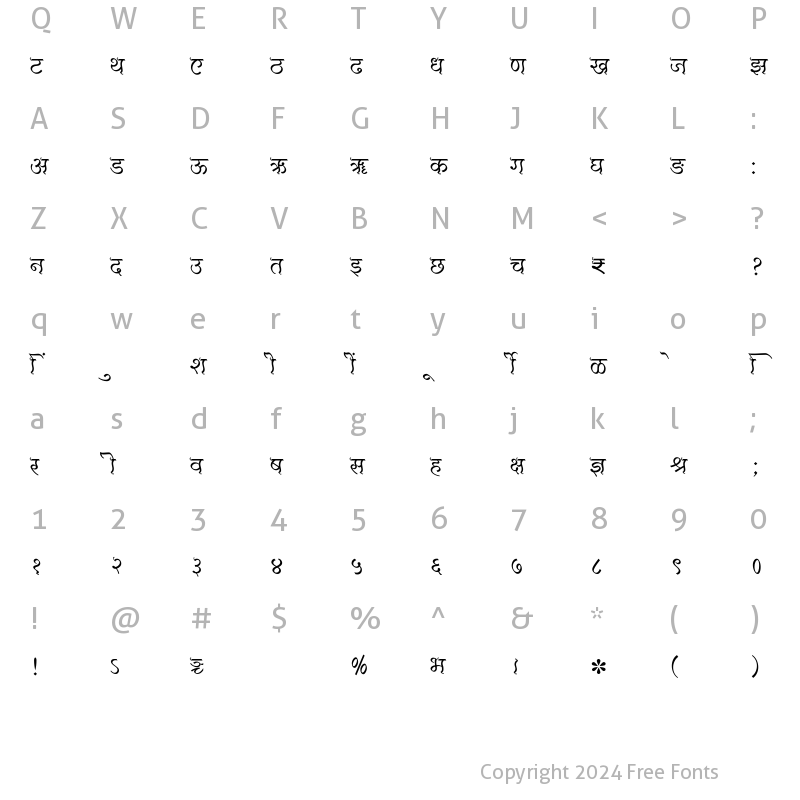 Character Map of SHREE-DEV7-3506 Regular