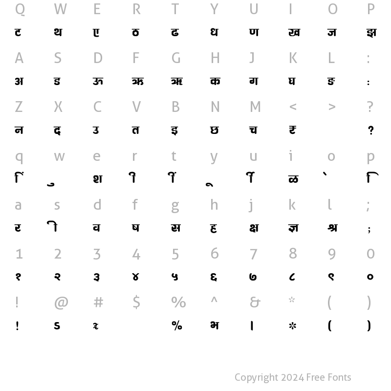 Character Map of SHREE-DEV7-3509 Regular