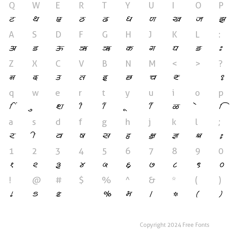 Character Map of SHREE-DEV7-3510 Regular