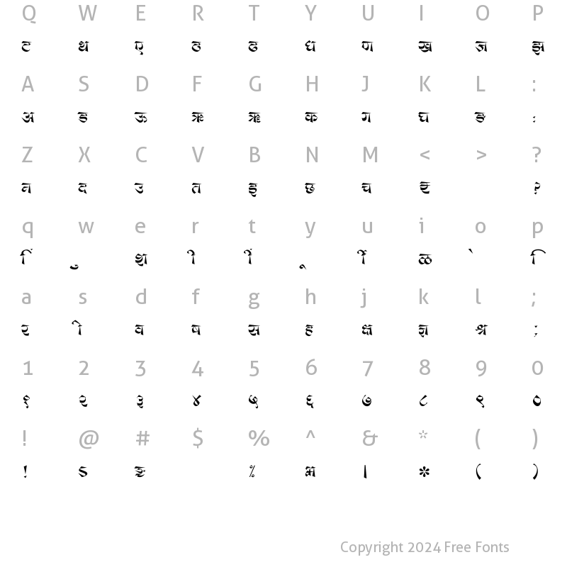 Character Map of SHREE-DEV7-3512 Regular