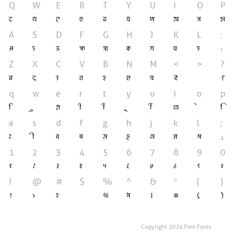 Character Map of SHREE-DEV7-3513 Regular