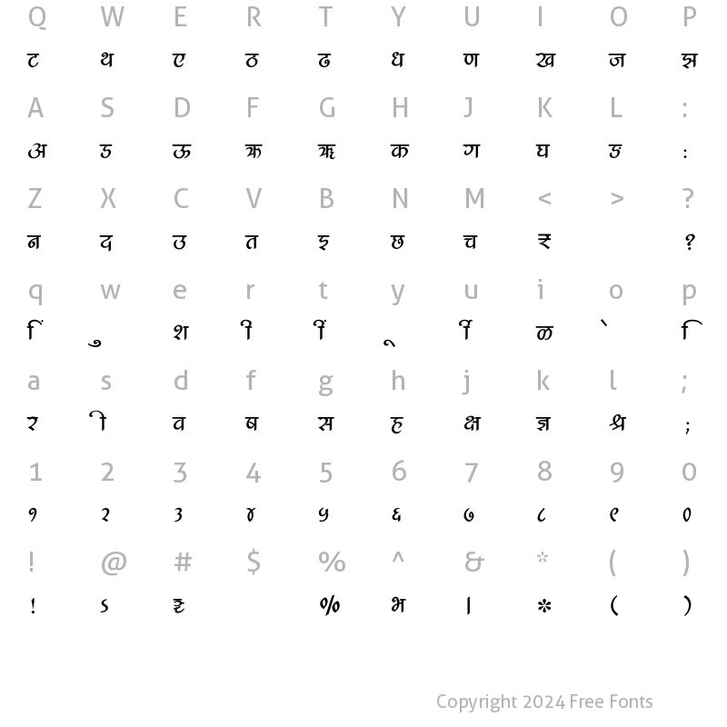 Character Map of SHREE-DEV7-3515 Regular