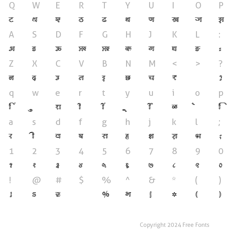 Character Map of SHREE-DEV7-3520 Regular