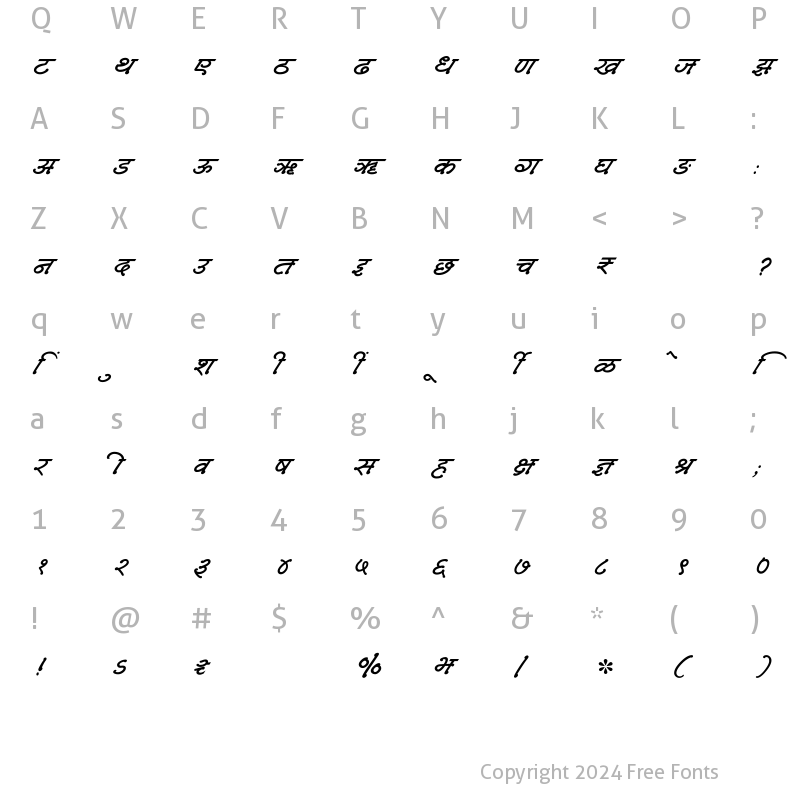 Character Map of SHREE-DEV7-3521 Regular