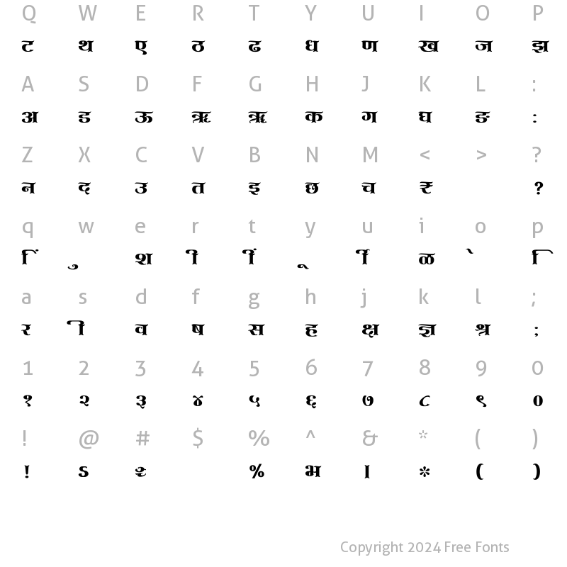 Character Map of SHREE-DEV7-3522 Regular