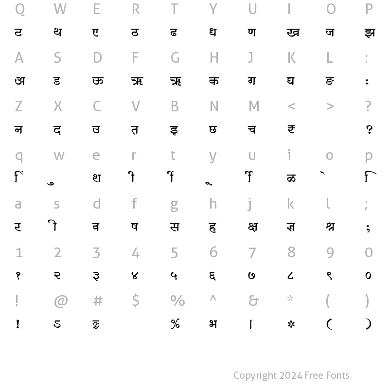 Character Map of SHREE-DEV7-3524 Regular