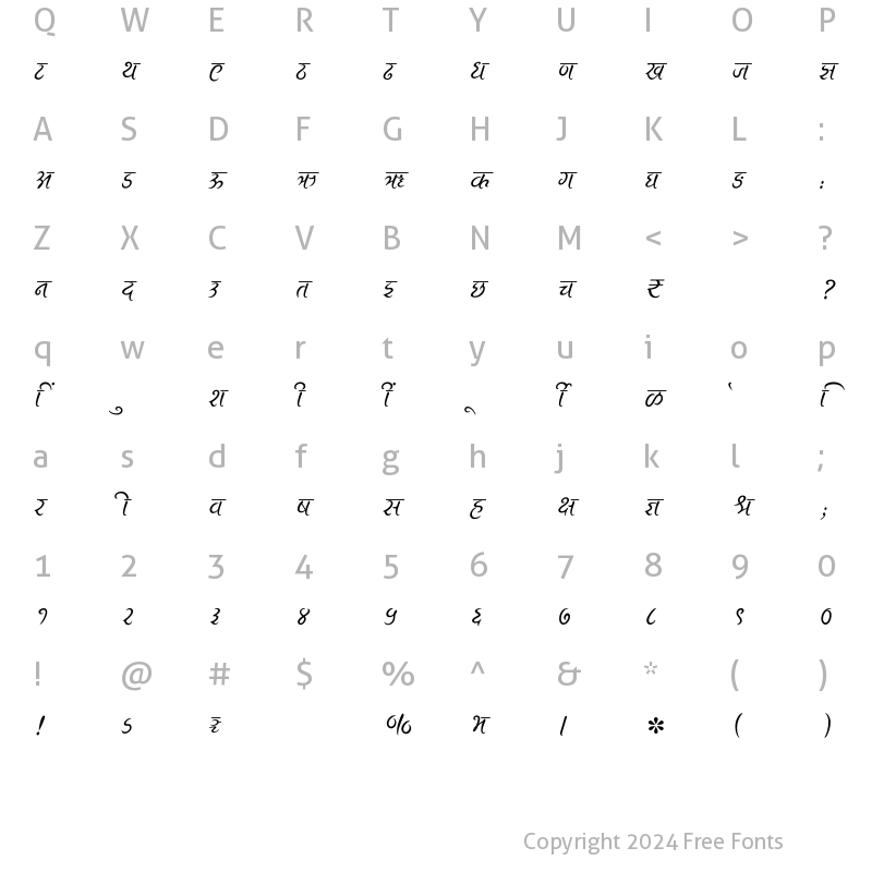 Character Map of SHREE-DEV7-3525 Regular