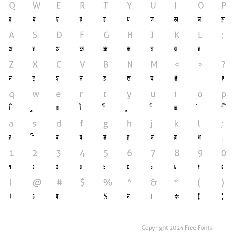 Character Map of SHREE-DEV7-3526 Regular