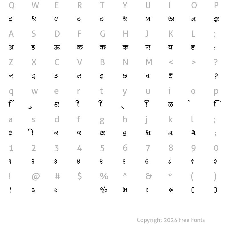 Character Map of SHREE-DEV7-3527 Regular