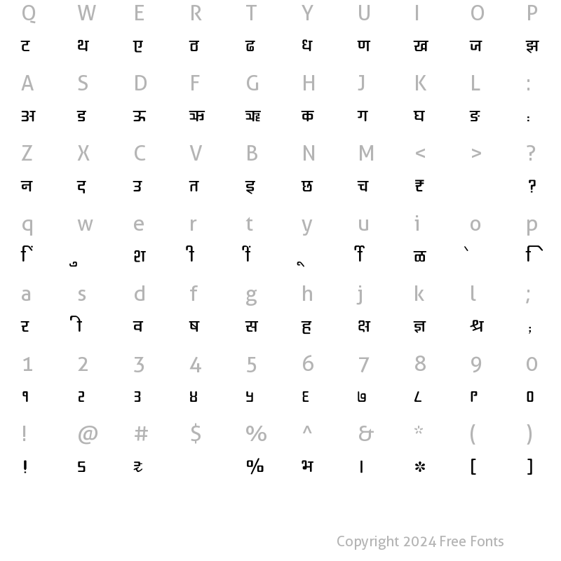 Character Map of SHREE-DEV7-3528 Regular