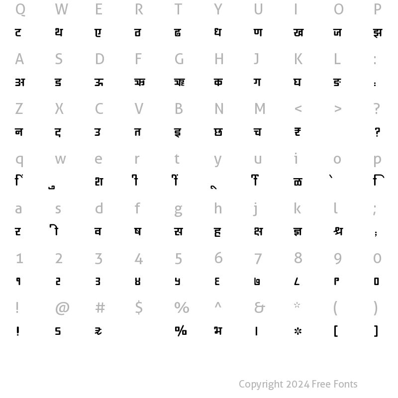 Character Map of SHREE-DEV7-3529 Regular